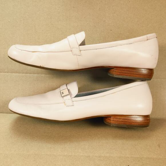 Anne Klein Loafers Women’s SZ 10M Baby Pink Leather Square Toe Buckle Accent - Picture 9 of 12